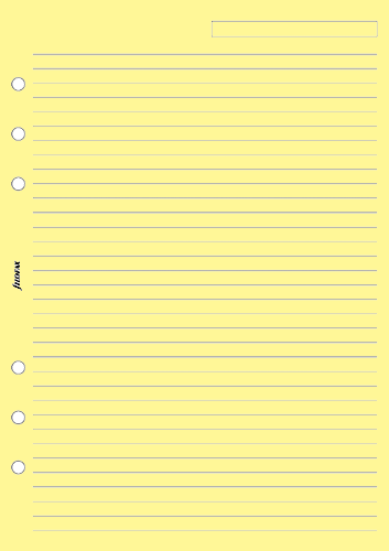 Filofax A5 - Ruled Notepaper - Yellow