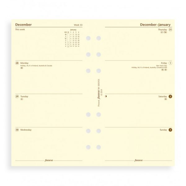 Filofax Personal - Week On Two Pages - Cotton Cream - 2023