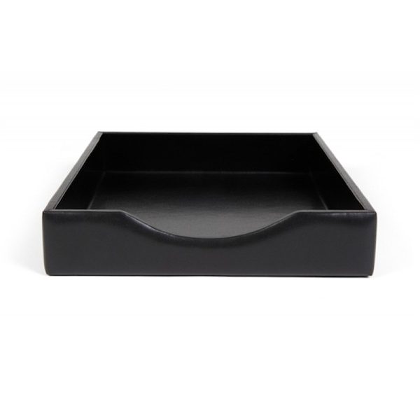 Old Leather Classic Letter Tray Without Lid - Black