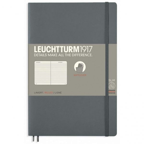 Leuchtturm 1917 Notebook (B6+) Lined Softcover- Anthracite
