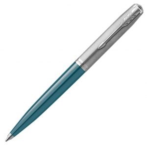 PARKER 51 Teal Blue Resin Chrome Trim Ballpoint Pen