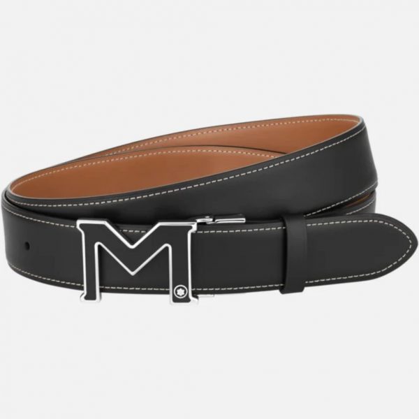Montblanc M buckle black/tan 35 mm reversible leather belt