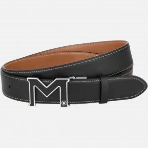 Montblanc M buckle black/tan 35 mm reversible leather belt