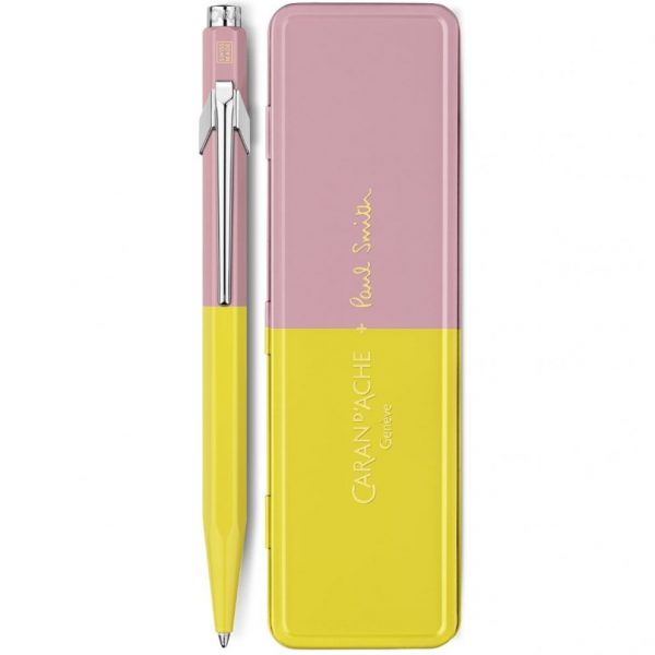 Caran D'Ache 849 PAUL SMITH Chartreuse Yellow & Rose Pink Ballpoint Pen - Limited Edition